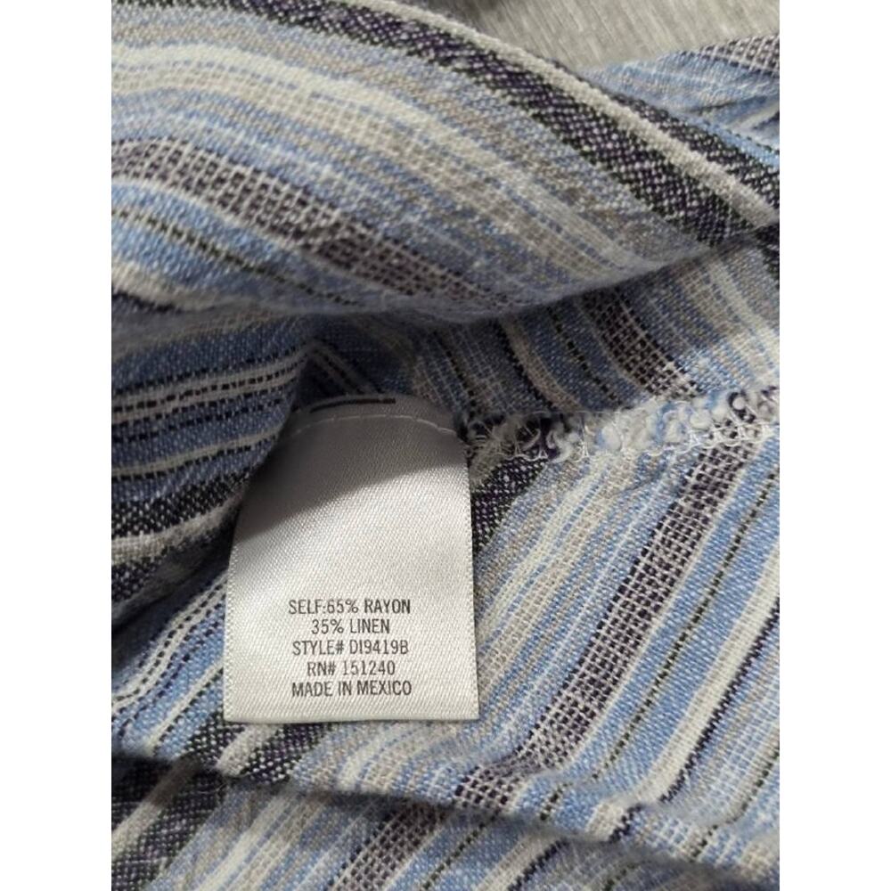 Mi Ami Women Blue Stripe Linen preppy Peplum Blouse Ruffle Wrap V-Neck S A005918 - Picture 5 of 7